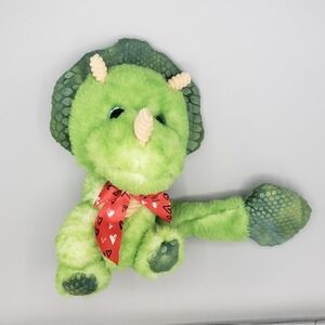 Big Tail Dinosaur Plush Stuffed Animal Toy Green Red Hearts Bow Tan Horn Walmart